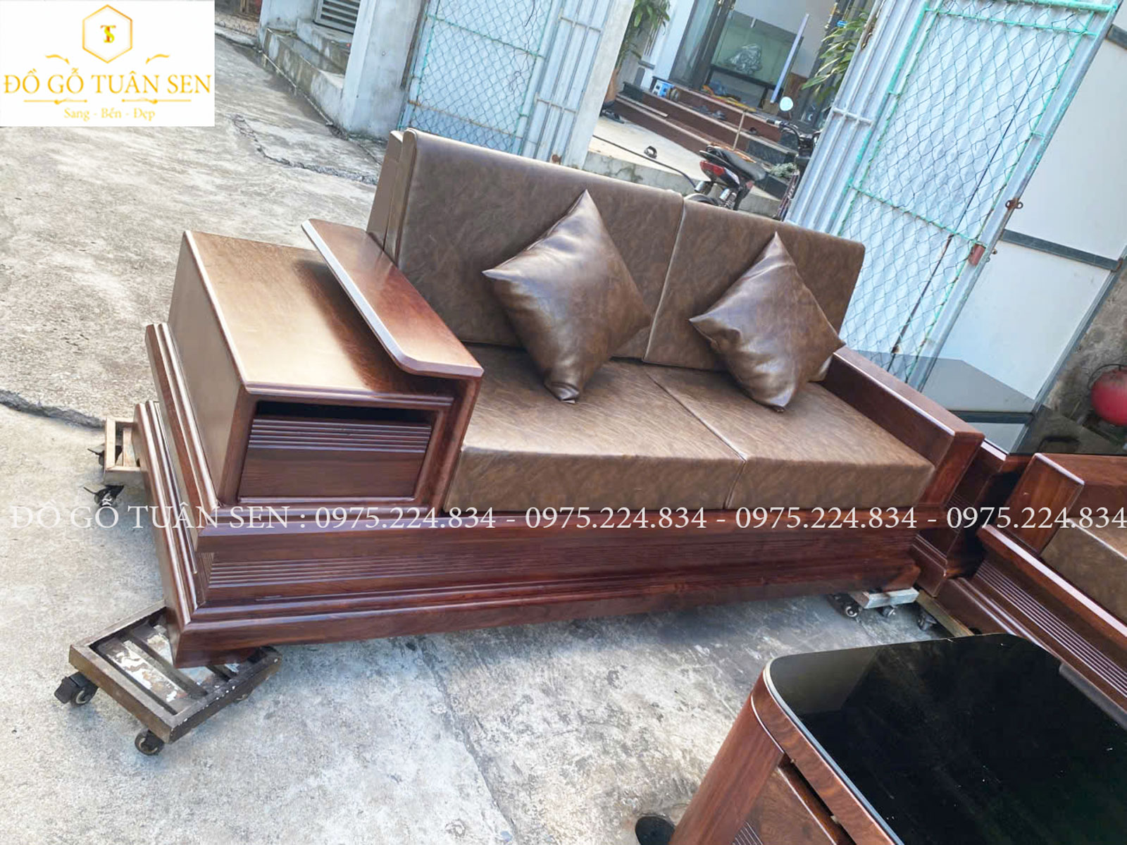 Thông tin kích thước Bộ sofa gỗ hương chân pháo 